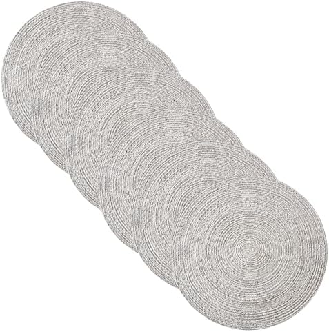 Round Placemats Set of 6-100% Cotton Two-Tone Placemat for Dining