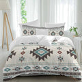Grey Teal Boho Bedding Full Duvet Cover Set, 3 Piece Microfiber Soft