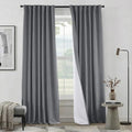 PANELSBURG Dark Grey Curtains 84 Inch Length,Linen Back Tab Pleated