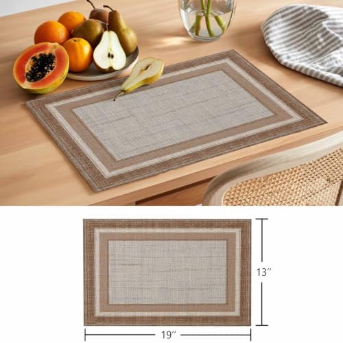 Concentric Frames Placemats Set of 12, 13''x19'' Washable Rectangular