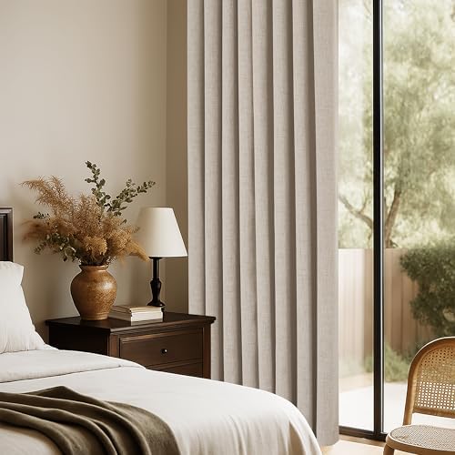 PONY DANCE Black Out Curtains 63 inch Long, Natural Linen, 52" W x 63"