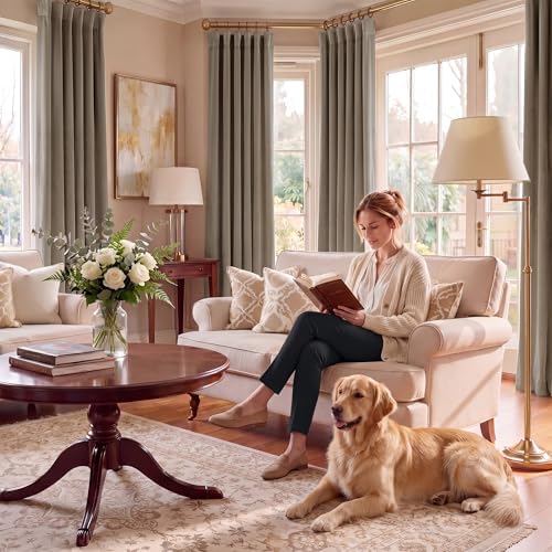 RYB HOME Taupe Velvet Curtains 96 inches Long for Living Room