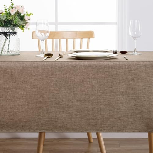 Hiasan Faux Linen Rectangle Tablecloth 52 x 70 Inch for Dining Room