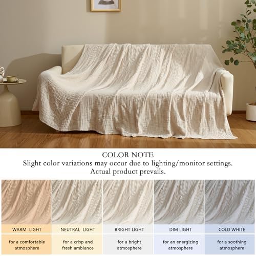 100% Cotton Muslin Blanket for Adult 50x70 4-Layers Gauze Throw