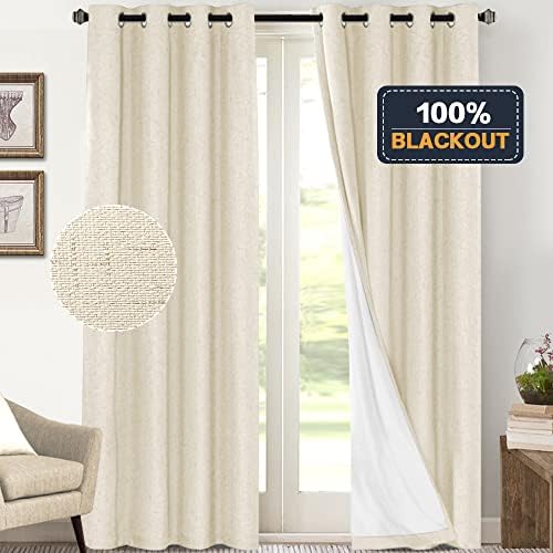 PrinceDeco 100% Blackout Curtains 108 Inches Long 2 Panels Set for