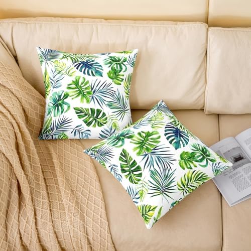 jejeloiu Tropical Leaves Botanical Reversible Throw Pillow Covers 22 x