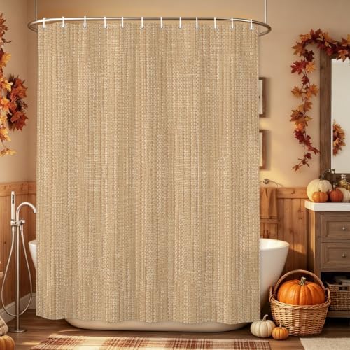 Sand Beige Shower Curtain Set - Long 72" x 84" Washable Bathtub