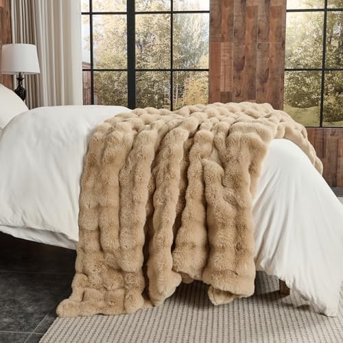 Lotus Karen Faux Fur Blanket - Big Bubble Rabbit Fluff Twin Size