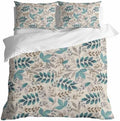 Teal Leaves Fall Duvet Cover Set 3 Pieces with Zipper Closure