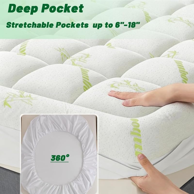 Bamboo Mattress Topper, Westmonth Mattress Pad, Cooling Thick