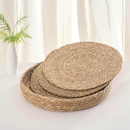 Dining Room Round Placemats Washable Set of 8, 14.97 Inches Khaki