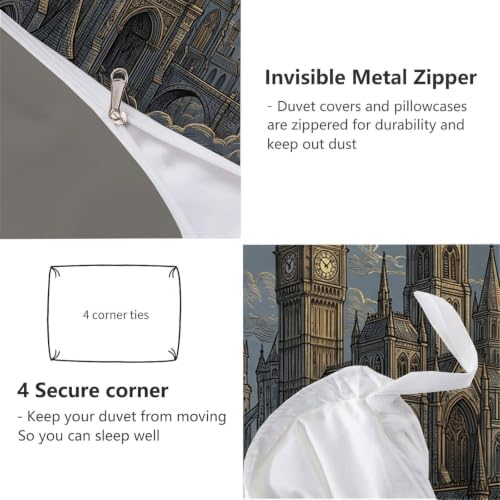 Charcoal Gray Halloween Gothic Castle Duvet Cover Set For Women Girls