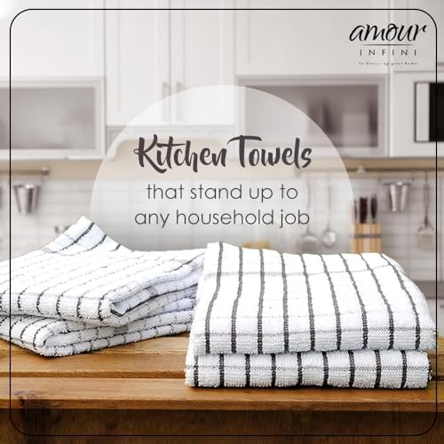 AMOUR INFINI Kitchen Towels Set of 4 - Highly Absorbent, Super Soft