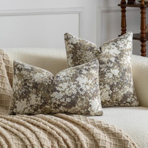 MADIZZ Pack of 2 Decorative Throw Pillow Covers 20x20 Inch Ivory Gold