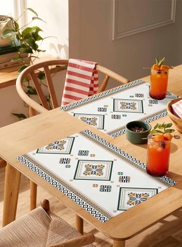 Placemats Set of 8, Beige Boho Woven Placemat, Linen Place Mats for