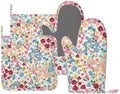 Wild Flowers Floral Meadow Oven Mitts and Pot Holders Set of 4