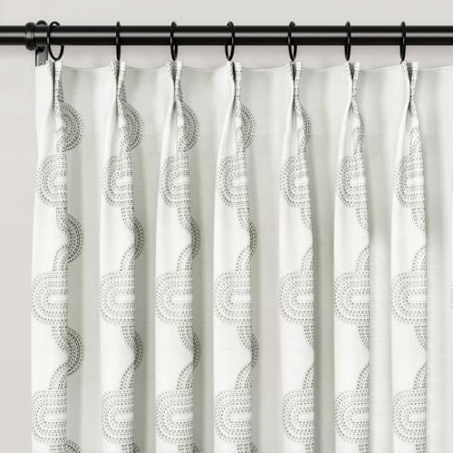 TWOPAGES Linen Pinch Pleated Semi Sheer Curtain,Grey,36Wx108L,1 Panel
