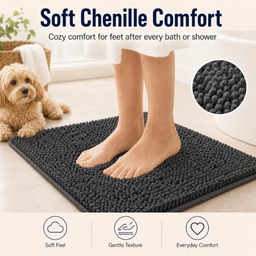 Bathroom Rugs Sets 2 Piece Thicken Chenille Bath Mats Set, Extra Soft
