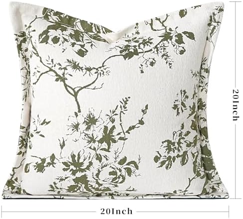 Set of 2 Jacquard Throw Pillow Covers 20x20 Inch, Soft Floral