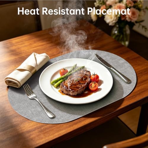 Oval Placemats for Dining Table Set of 4, 11.8 x 17 Inch, Light