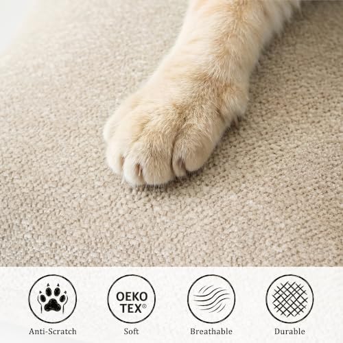 VOIR Oatmeal Beige Chenille Pillow Covers 18x18 Inch Set of 2