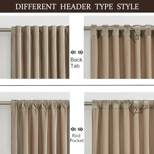 100% Full Blackout Champagne Beige Polyester Velvet Curtains 96 inch