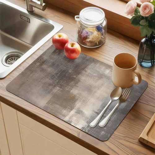 Vintage Brown Beige White Leather Placemats Set of 6,12x18