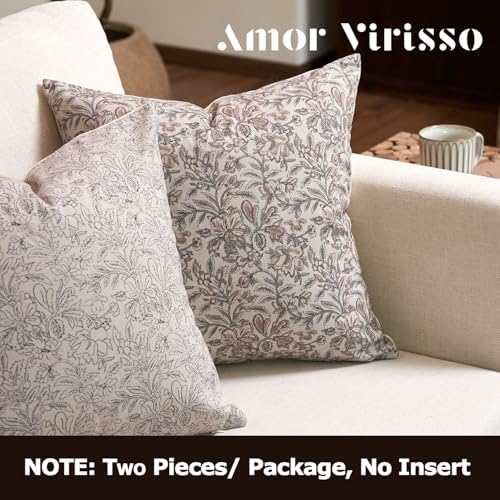 Amor Virisso Floral Throw Pillow Covers 18x18 Set of 2 Vintage Block