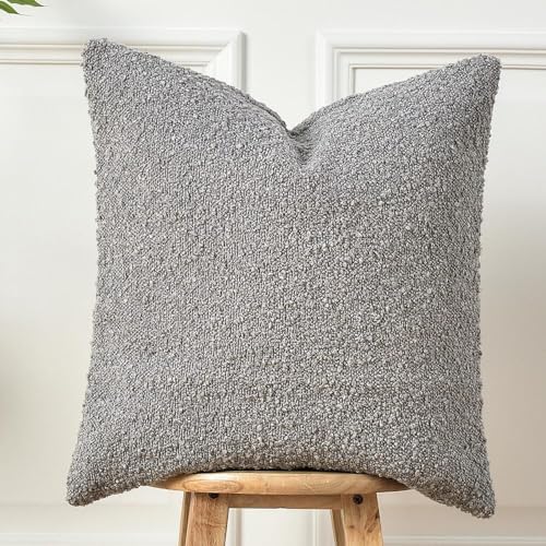 Sunkifover Textured Boucle Throw Pillow Cover 18x18 Inch, Accent Solid