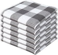 Waffle Weave Plaid Dish Cloth, Dish Cloth 12x12"S/6 - Steel Gray &