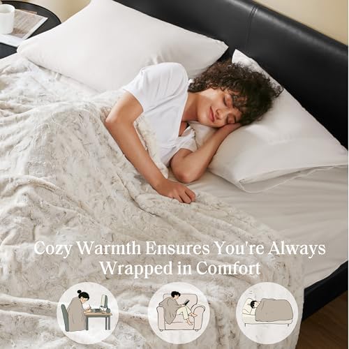 Madison Park Zuri Reversible Faux Fur Bed Blanket, 108 x 90, Snow