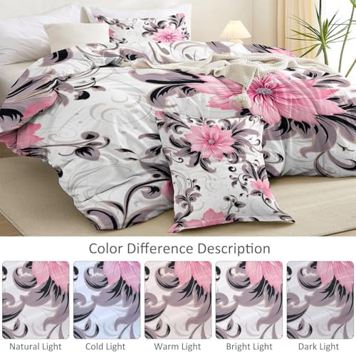 Duvet Cover Set Modern Minimalist Style Queen Size, Soft Washed Floral