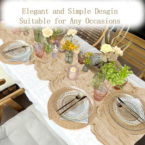 16 Pack Beige Cheesecloth Table Runner 20 x 120 inch Gauze Table