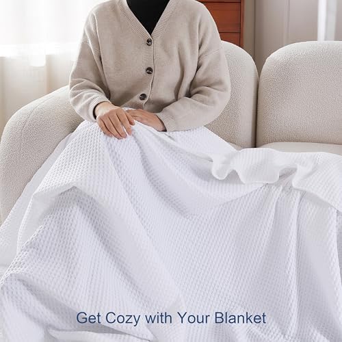 100% Egyptian Cotton Waffle Weave Blanket King Size for Bed, 320 GSM