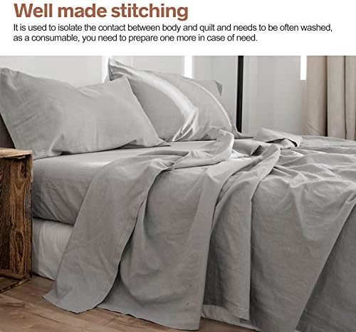 BISELINA Linen Sheet French Flax Flat Sheet Only 55% Euro Linen 45%