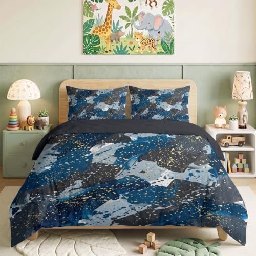 King Duvet Cover Set Soft Microfiber Abstract Ink Splash