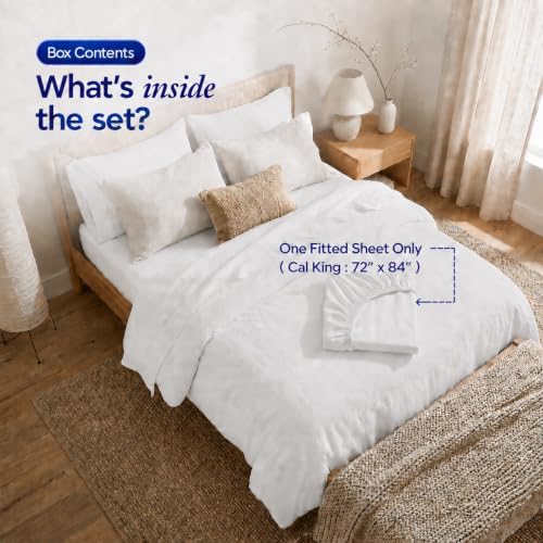 100% Egyptian Cotton Fitted Sheet Size Cal King, 16" Deep, Easy-Fit