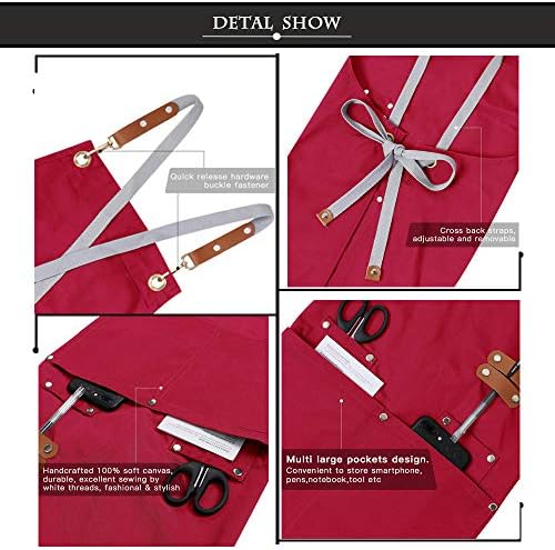 Personlized Chef Apron Cross Back Apron with Adjustable Straps Canvas