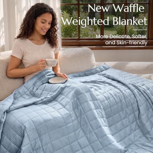 ZonLi Waffle Weighted Blanket for Adults, Small-Grid Quilted, 60x80