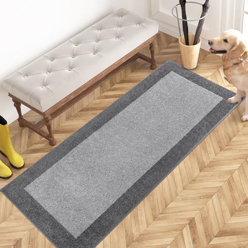PURRUGS Hallway Runner Rug, 24" x 60", Light Grey & Grey