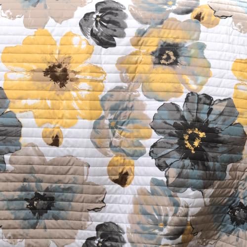 Lush Decor Leah Reversible Floral Quilt Set, 3 Piece Set, King, Yellow