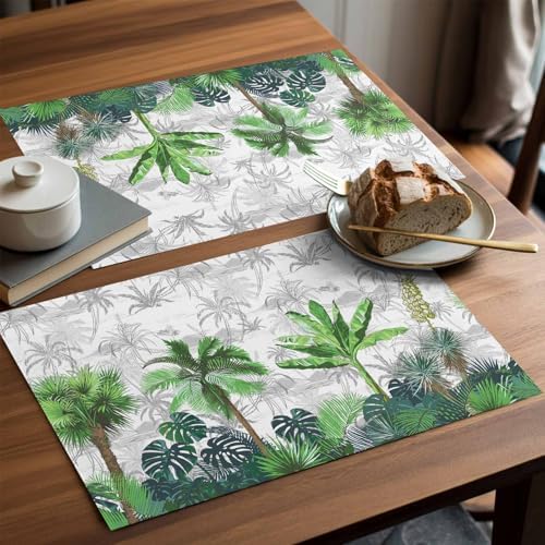 Placemats Set of 8, Summer Botanical Woven Placemat, Linen Place Mats
