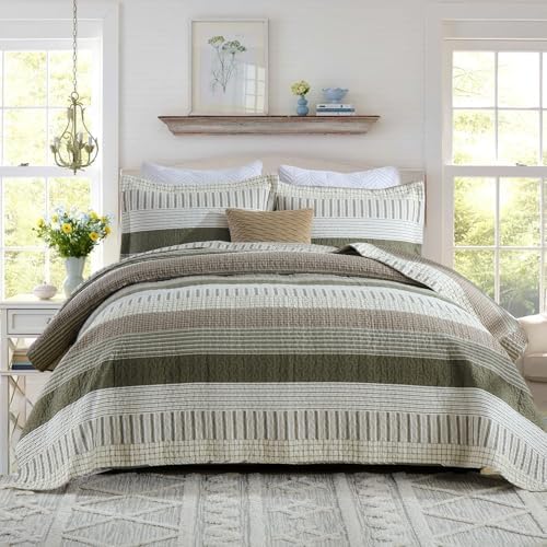 PANGUSHAN 100% Cotton Quilt Set King Size, Patchwork King Quilt