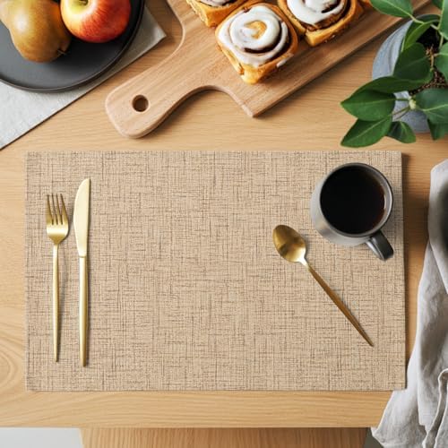 Round Placemats Set of 12 Minimalist Beige Place Mats Rustic Neutral