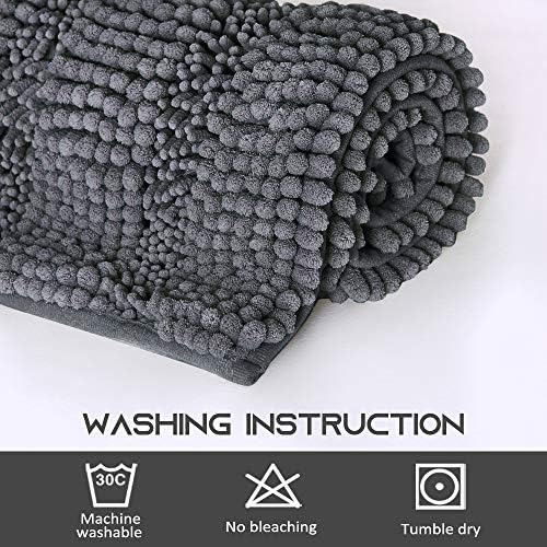 NICETOWN Grey Bathroom Runner Rug, Extra Thick Oversize Bath Mat for
