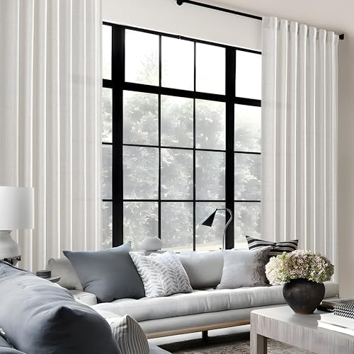 Extra Long Linen Curtains 120 Length, Modern Semi Sheer Light