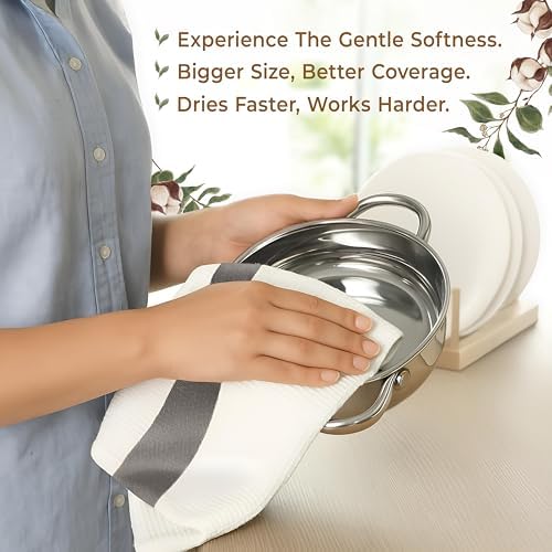 American Soft Linen Dish Towels, 100% Cotton Dish Cloths for Kitchen
