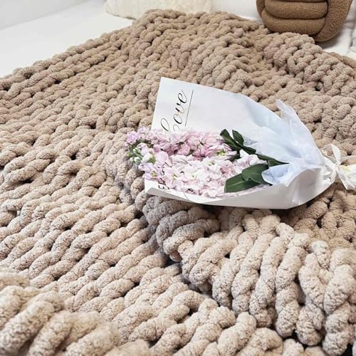 Soft Chunky Knit Throw Blanket for Couch, Cozy Warm Knitted Blankets