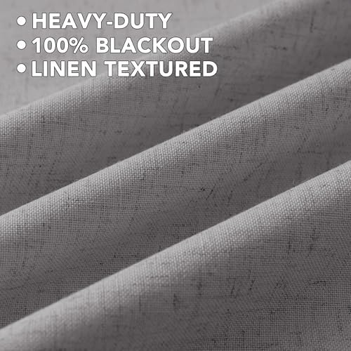 H.VERSAILTEX 100% Blackout Linen Curtains 120" L 2 Panels Heathered