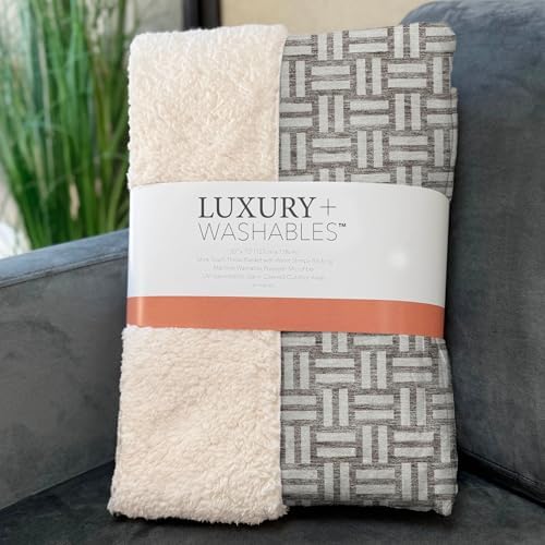 Addison Rugs ASB925 Taupe 50" x 70" Oversized Sherpa Throw Blanket